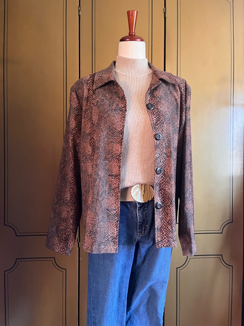 Vintage snake print light jacket, size M